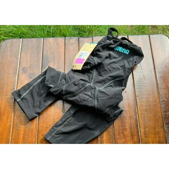 ARENA POWERSKIN IMPULSO JR GIRLS BLACK TEAL 008605 SIz 26 SWIMSUIT $210 MSRP Outdoor Games